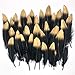 Benvo 40 Pcs Gold Dipped Black Feathers 6-8 Inch Natural Feathers for Any Craft Projects Feather Garlands Boho Bohemian Hats Décor Halloween Holiday Decorations and Dream Catcher Supplies