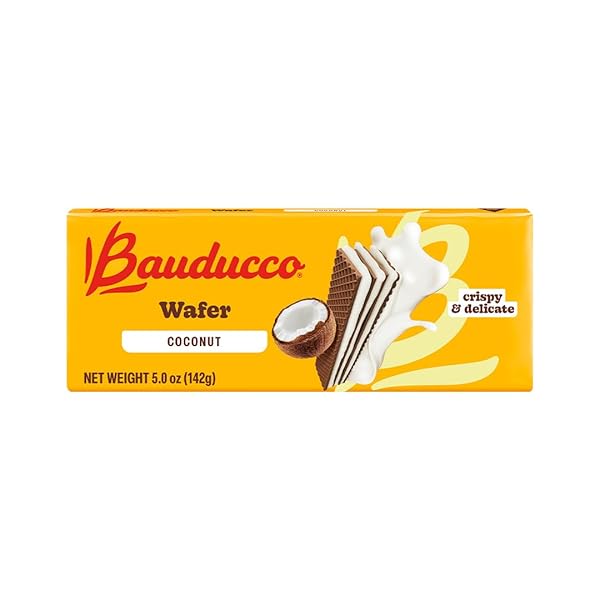 BAUDUCCO COCONUT WAFERS – CRISPY WAFER COOKIES WITH 3 DELICIOUS, INDULGENT DECADENT LAYERS OF COCONUT FLAVORED CREAM – DELICIOUS SWEET SNACK OR DESERT – 5.0OZ (PACK OF 1)