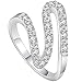 BOHG Jewelry Womens 925 Sterling Silver Plated Cubic Zirconia CZ Fashion Wave Eternity Ring Wedding Band