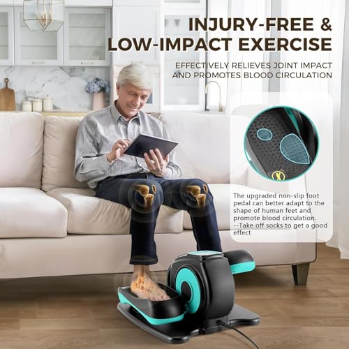 Rollingsurfer Under Desk Elliptical Machine, Electric Elliptical Trainer with LCD and Remote Control, Portable Seated Pedal Leg Exerciser for Seniors Adults