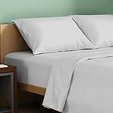 TEXAS LINEN CO. 100% Organic Cotton Sheets Full Size - 4 PC Organic Cotton Percale Sheets Full Set (Light Grey), Soft, Cooling & Breathable Bedsheets, 16" Deep Pocket Hotel Bedding - GOTS Certified