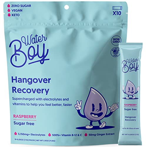 Waterboy Hangover Relief Electrolyte Powder Packets 3170mg of