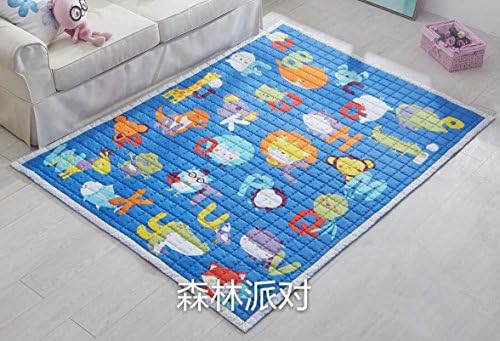 Extra Large Thick Soft 100% Cotton Play Mat/Area Rug/Outdoor Mat for Babies and Kids(6.5 ft by 5 ft) (forest party)