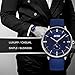 Men's Unique Wrist Quartz Analog Watch with Blue Leather Band, Dress Casual Classic Waterproof Business Watches with Stainless Steel Case and Calendar Date Window