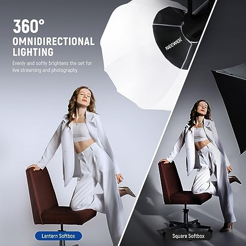 NEEWER 33.5"/85cm Lantern Softbox, Quick Release 360° Light Diffuser Bowens Mount Softbox with Lightweight Nylon Alloy for RGB CB60 CB60B CB200B MS60B MS60C MS150B Continuous LED Video Lights, NS35L
