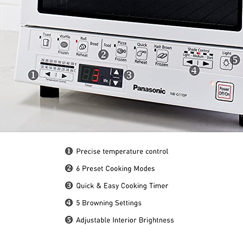 Panasonic Toaster Oven FlashXpress with Double Infrared Heating and Removable 9-Inch Inner Baking Tray, 1300W, 4-Slice, White