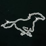 Iron on Hot Fix Rhinestone Motif Design Crystal Mustang