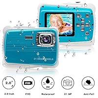 [Updated 2019 Model] ISHARE Kids Camera, Waterproof Kids Camera Best Gifts for Girls/Boys 21MP HD Underwater Digital Camera with 2.0" LCD, 8 X Digital Zoom, Flash and Mic (Blue)...