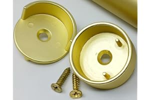 Kitchen Inventions Matte Brass One Pair 1 5/16 Inch Diameter Round Wardrobe Closet Rod End Support Flanges - One Open and One Closed Caps with Installation Screws, KIRH2215601160/2215611160MB