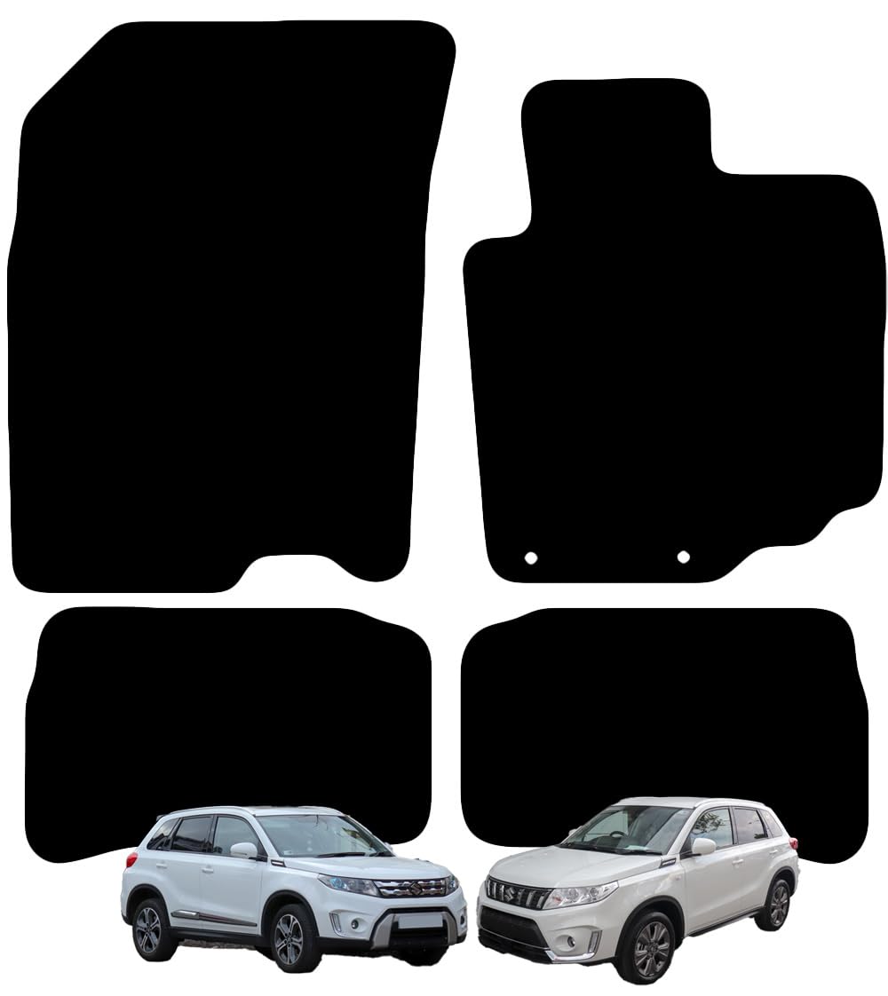 Carsio Carpet Car Mats For Suzuki Vitara 2015-2020 & Vitara 1.4 Mild Hybrid 2020+Onwards 4 Piece Set Tailored Fit Floor Mat Complete Black Custom Fitted - All Weather, Anti-Slip Backing & Black Trim
