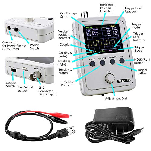 Quimat Updated 2.4" TFT Digital Oscilloscope Kit with Power Supply and