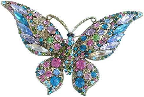 Zeepoffine 3.74" Butterfly Brooch Pin Pendant Rhinestone Crystal Austrian Crystal BZ4538