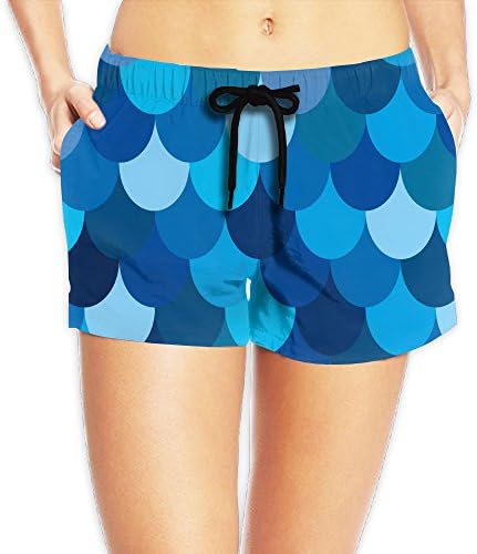 Hemb Women's Blue Waves Beach Shorts Elastic Waist Hot Pants Swimming Trunks
