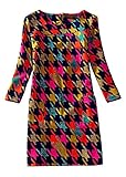 Women Vintage Casual Loose Spring Floral Print Long Sleeve A-line Tunic Shift Casual Dress