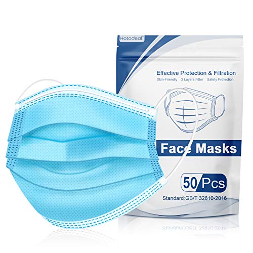 Face Mask, Blue Disposable Face Mask of 50 Pack Disposable Masks, Masks