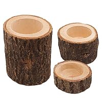 toataLOpen Decorative Flower Pot, Wooden Bark Stand Candlestick Succulent Plants Flower Pot Home Ornament Decor, Succulents Plant Cactus African Violet Pot 3pcs