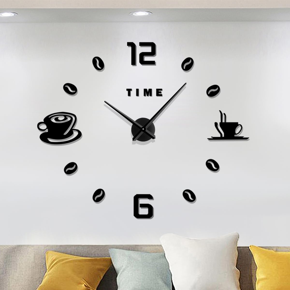 Meyiert Modern Frameless Large 3D DIY Wall Clock Mute Mirror Sticker Big Watches Home Office Decoratios (Black)
