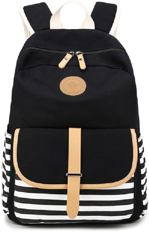 Wesell Navy Lightweight Canvas Laptop Bag Shoulder Daypack School Backpack Causal Handbag for Girls