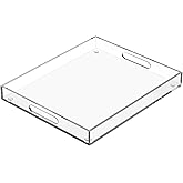 Collwait Extra Large Serving Tray with Handles, Acrylic Tray for Food, Drinks, Snacks and Appetizer, Rectangular Trays for Eating, Lucite & Coffee Table Trays, Acrylic Makeup Organizer 16" × 20"