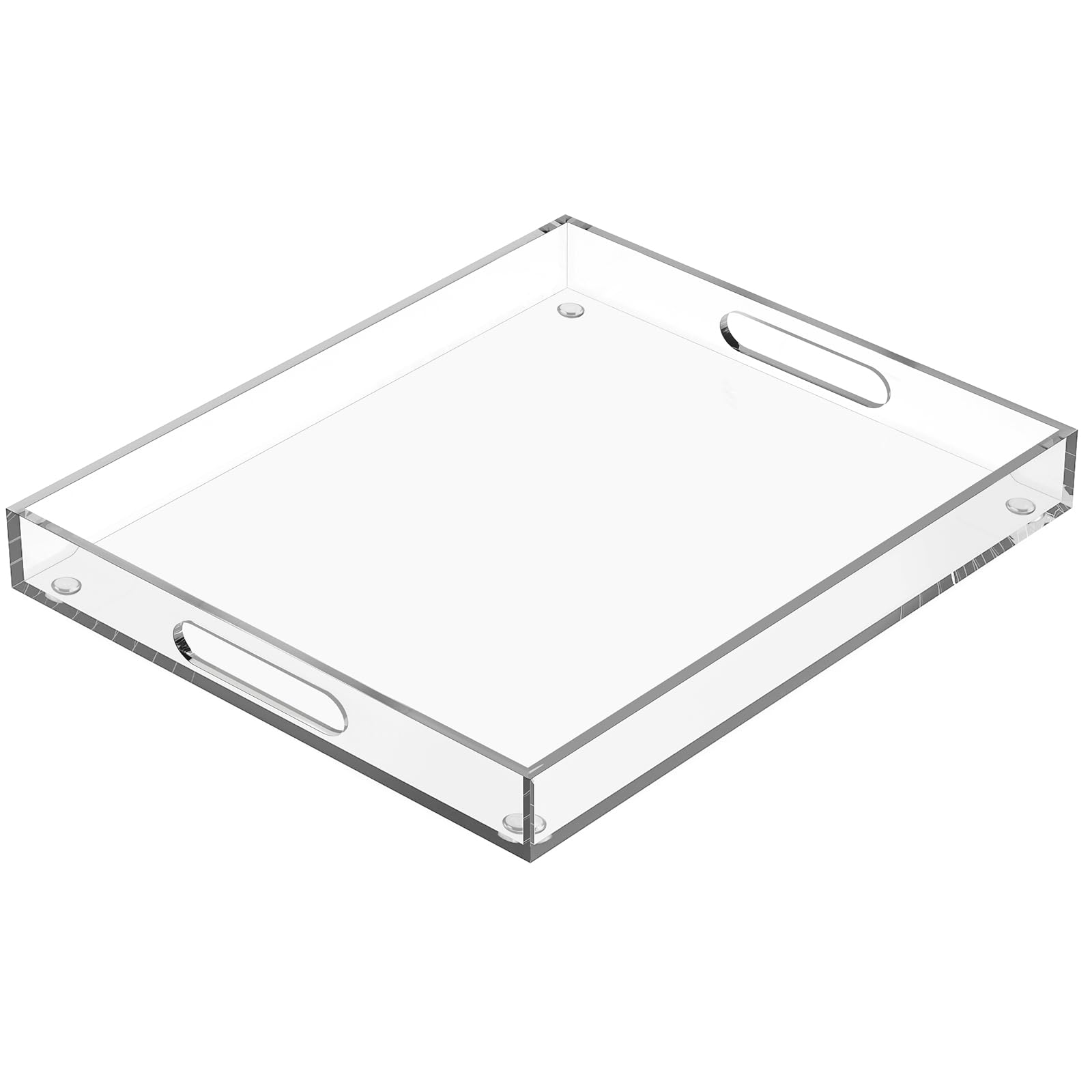 Photo 1 of Collwait Extra Large Serving Tray with Handles, Acrylic Tray for Food, Drinks, Snacks and Appetizer, Rectangular Trays for Eating, Lucite & Coffee Table Trays, Acrylic Makeup Organizer 16" × 20"