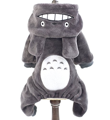 SMALLLEE_LUCKY_STORE Pet Small Dog/Cat Fleece Totoro Jumpsuit Pajamas Coat Halloween Costume, Large, Grey