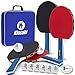 Ping Pong Paddle Set (4-Player Bundle) 4 Premium Table Tennis Racket, 8 Three Star Balls, Professional Tournament Bat | Advanced Speed, Control, Spin | Portable Cover Case Bag | Indoor & Outdoor Play