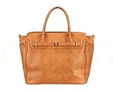 FASH Limited Ostrich Skin Turn Lock Tote Handbag Top-Handle Bag