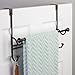 mDesign Bathroom Over Shower Door Towel Bar Rack with Hooks - Bronze