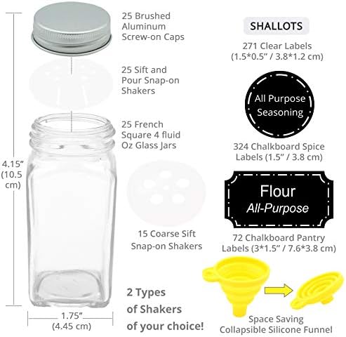 Amazon Com 25 Glass Spice Jars Complete Set 667 Chalkboard