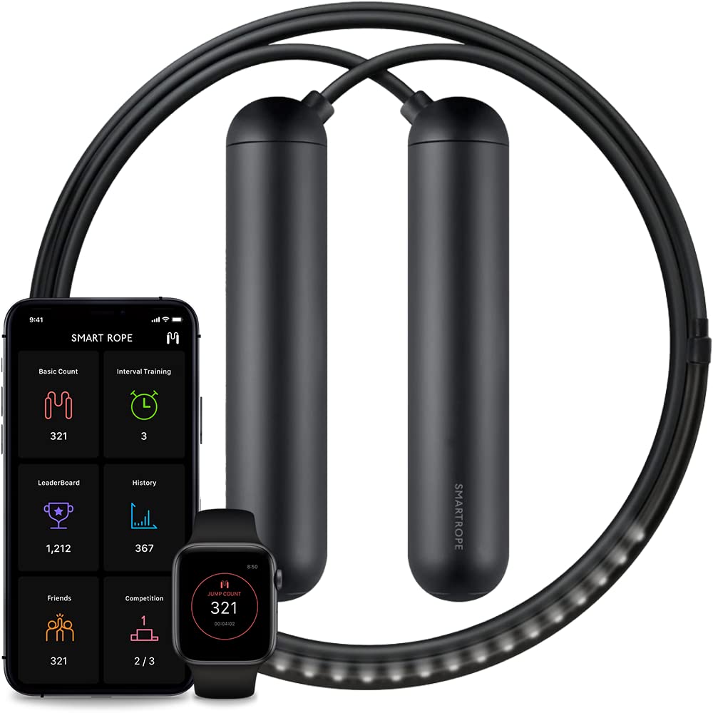 Photo 1 of [Tangram Factory] Smart Rope - LED embedded Jump Rope (Black, Medium)