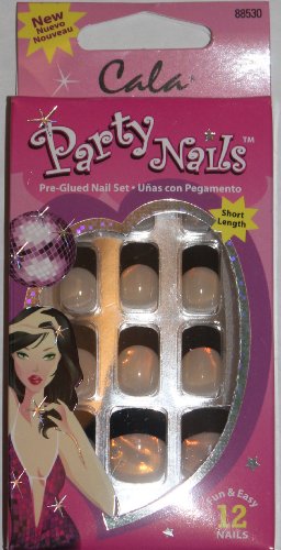 Party Nails, Pre Glued, False Nails, 12 (French Black)
