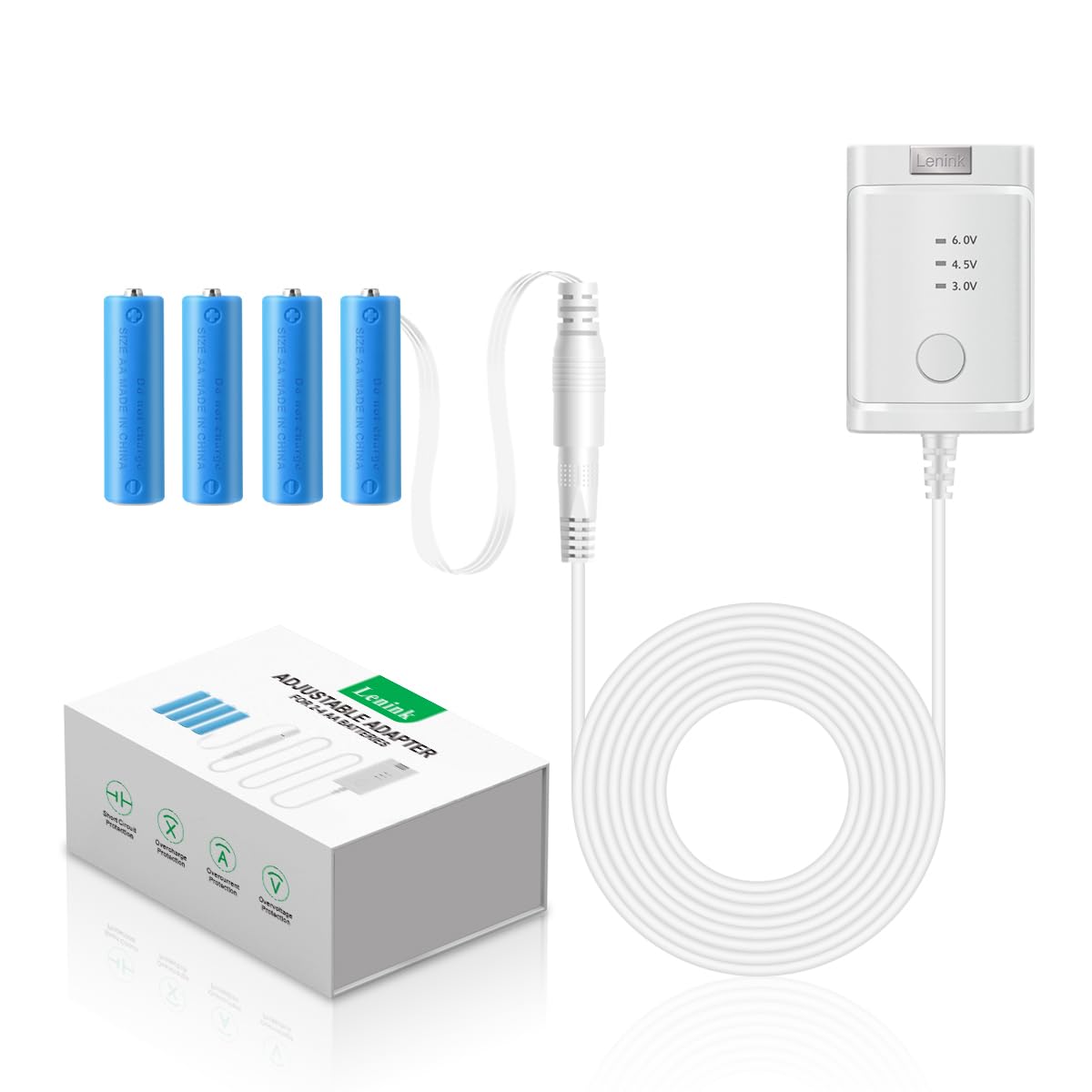 Photo 1 of Lenink Adjustable AC Power Supply Adapter for AA Batteries, 3V to 6V, LED Lights & Decorations (White)