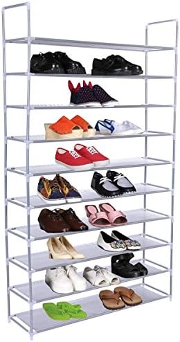 Hallway Doorway Adjustable 10 Tier Space Saving Storage Organizer Free Standing Shoe Tower Rack Holds 50pairs