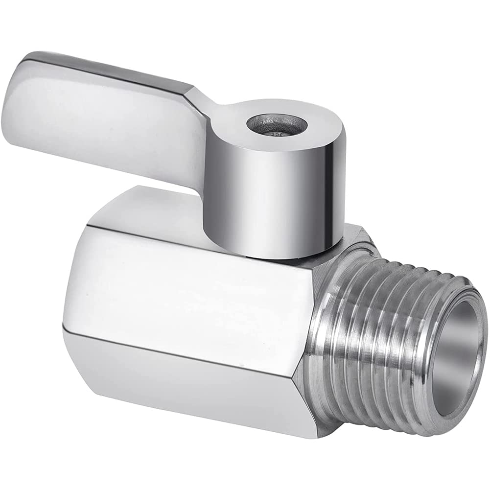 Giyofom Shower Shut Off Valve, 304 Stainless Steel Mini Ball Valve NPT Thread(1/2Inch Male x 1/2Inch Female),1 Pack