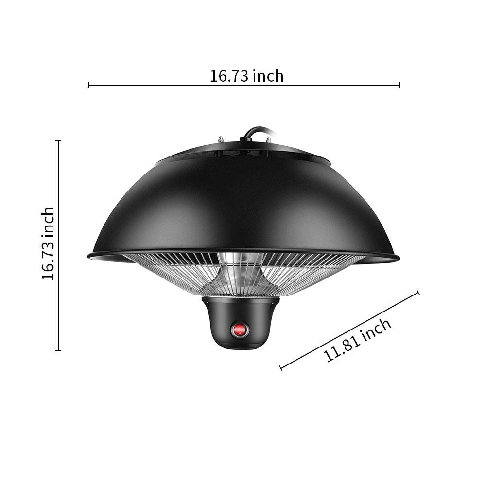 Sundate Hanging Patio Heater, Electric Halogen Patio Heater with LED