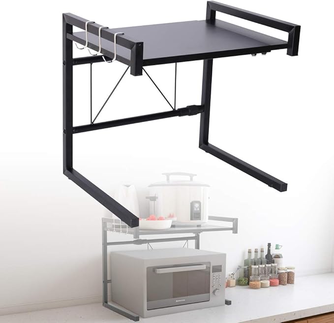 HOMIKE Microwave Oven Rack, Expandable Carbon Steel