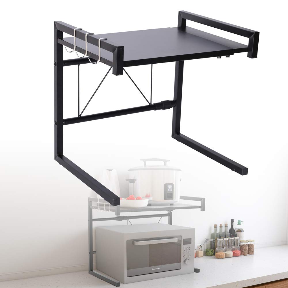 HOMIKE Microwave Oven Rack,2Tier Expandable Carbon Steel Shelf with 3