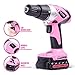 Pink Power PP181LI 18 Volt Lithium-Ion Cordless Electric Drill Driver Kit for Women- Tool Case, Drill Set, Battery & Charger