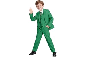 AOWDOY Boys Suit 4 Pcs Slim Fit Set Formal Suits Wedding Outfit Prom Jacket Vest Pant Tie Beige Black Dress Tuxedo Sets for Boy Kid