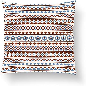 Zippered Pillow Covers Pillowcases One Side 20x20 Inch Aztec Essence Pattern II Rust Blue Cream Pillow Pillow Cases Cushion Cover for Home Sofa Bedding