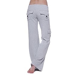 DASAYO Womens Stretchy Flare Leggings Button Wide