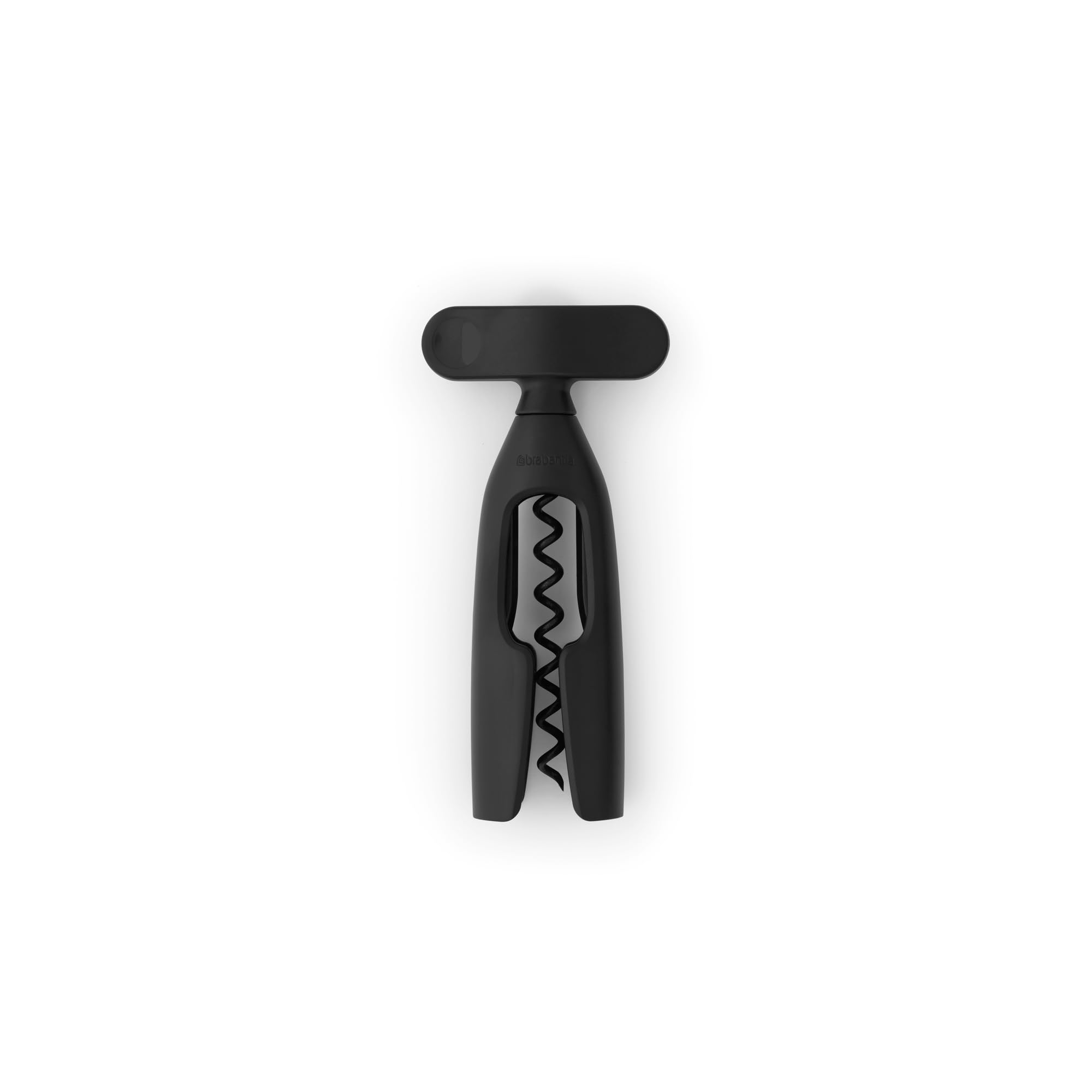 Brabantia Tasty+ Corkscrew - Dark Grey - Wine Bottle Opener with De-Corker - Easy to Use Large Turning Handle - Safe Covered Tip