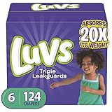 Diapers Size 6, 124 Count - Luvs Ultra Leakguards Disposable Baby Diapers, ONE MONTH SUPPLY (Packaging May Vary)