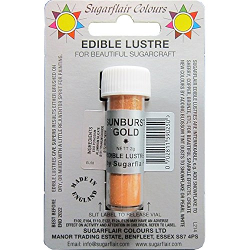 24 x Sugarflair Edible Sunburst Gold Lustre Dust Powder Food Colour Cake Icing