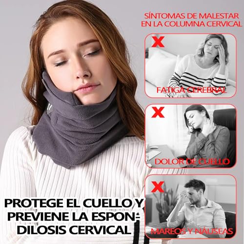 VXMBNB Almohada de Viaje,Protección del Cuello,Almohada de Viaje para el Cuello,Ajustable,compacta,Adecuado para hogar,Oficina, Viajes de Larga distanciaetc. (Ceniza)