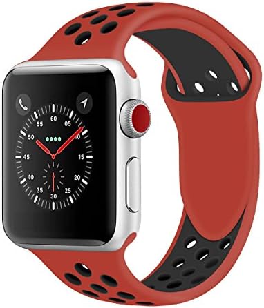iisBands Sport Watch Band Compatible with Apple Watch Band 38mm 40mm 42mm 44mm Series 4 | 3 | 2 | 1 and Nike+ Sport, Soft Silicone Strap Replacement Wristbands
