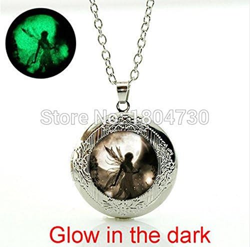 Fairy Moonlight pendant necklace Glowing Dust Fairy pendant photo locket necklace Fashion girls jewelry collar necklace (1)