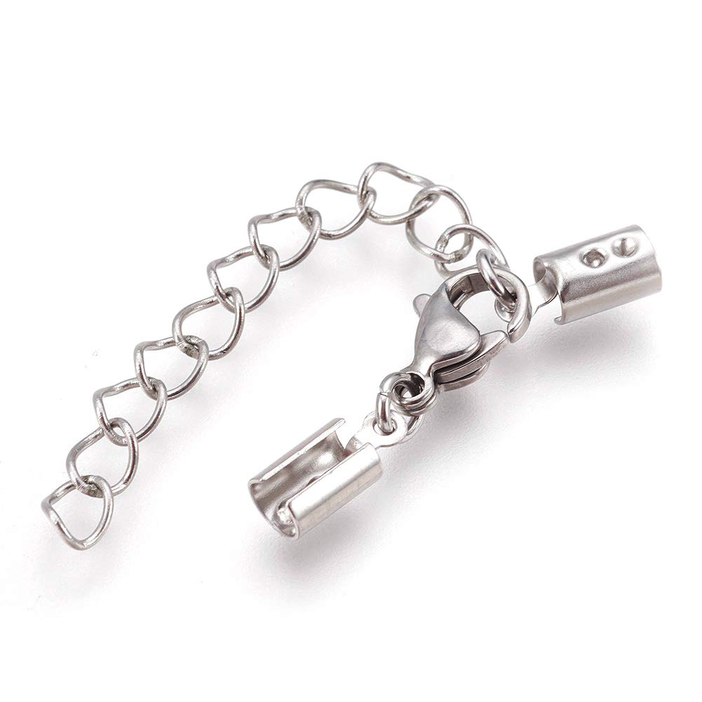 Craftdady 30Pcs Stainlee Steel Necklace Bracelet Cross Link Extender Chain Set with Lobster Claw Clasps & Crimp Ends for Jewelry Making