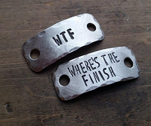 WTF Wheres The Finish . Runners Gift Shoe Lace Tag {Set of TWO tags} . Race Motivation Gift