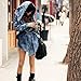Streetwear Hooded Pocket Elastic Waist Blue Long Jean Trench Coat Overcoat Denim